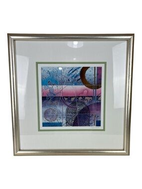 Signed framed abstract print by artist Chris Hill "Topo IV AE" from a 1992
